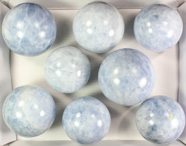 Lot: Blue Calcite Spheres - - Pieces #78046